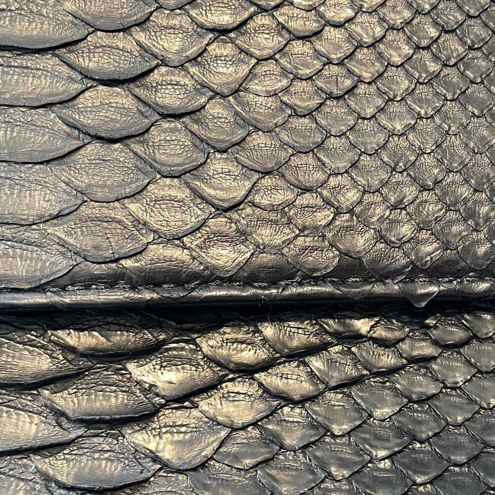 Carlos Falchi Black Python Clutch with silver met… - image 2